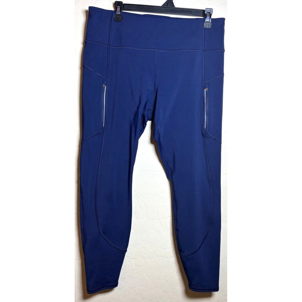 Athleta Rainier Tight High Rise Ankle Leggings Blue Pockets Yoga Womens XL